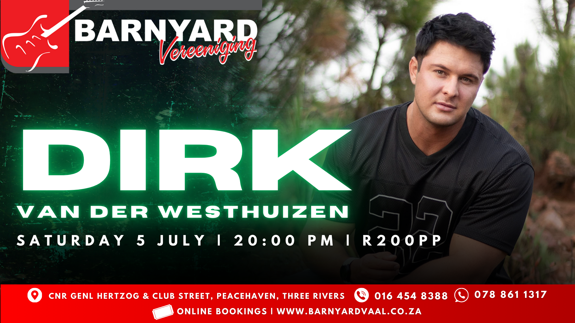 dirk van der westhuizen live at barnyard vereeniging, vaal meander