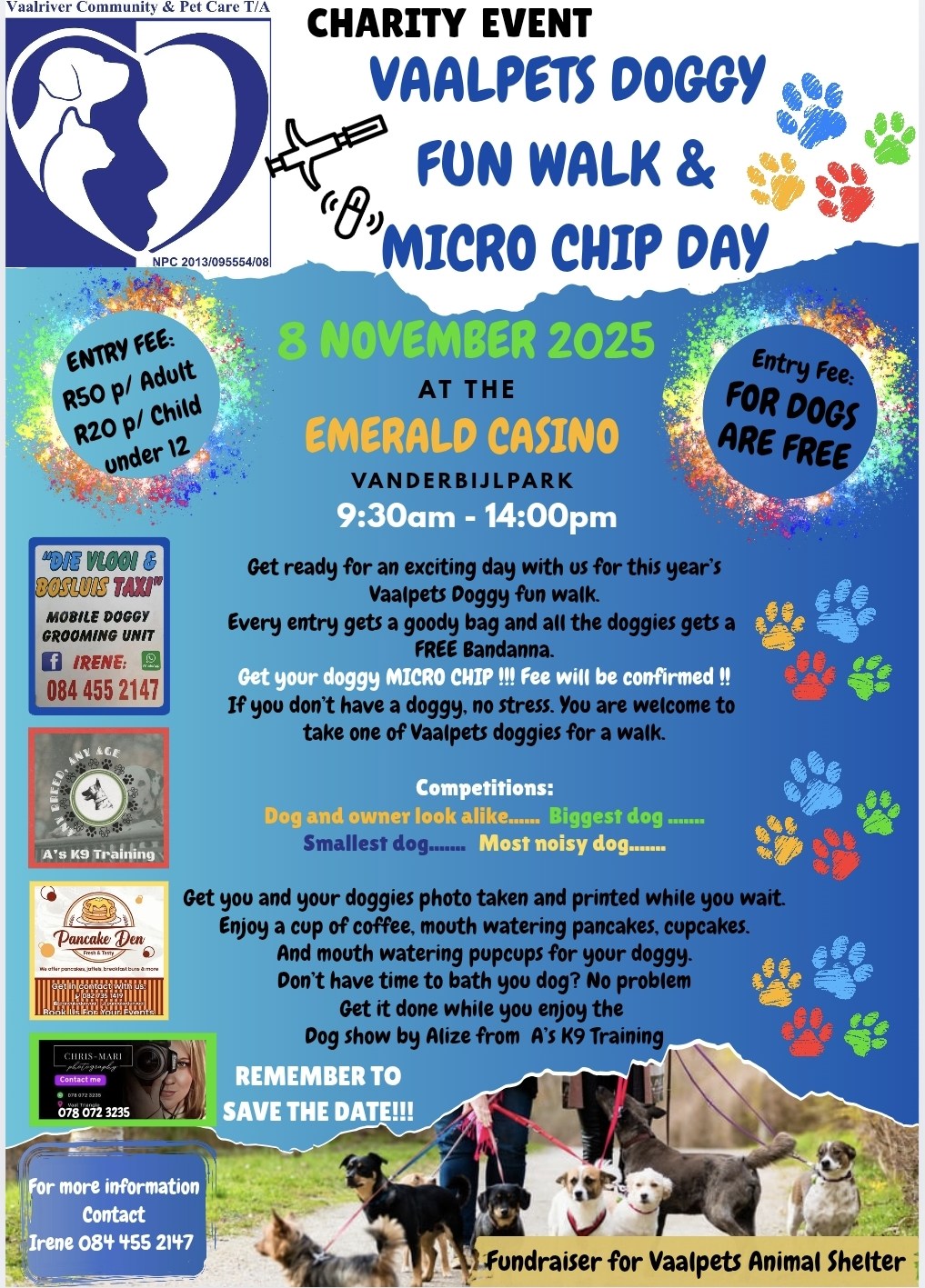 Vaalpets Doggy Fun walk and Micro Chip day and the Vaal Meander