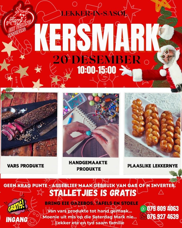kersmark, market day, die veiling pub sasolburg