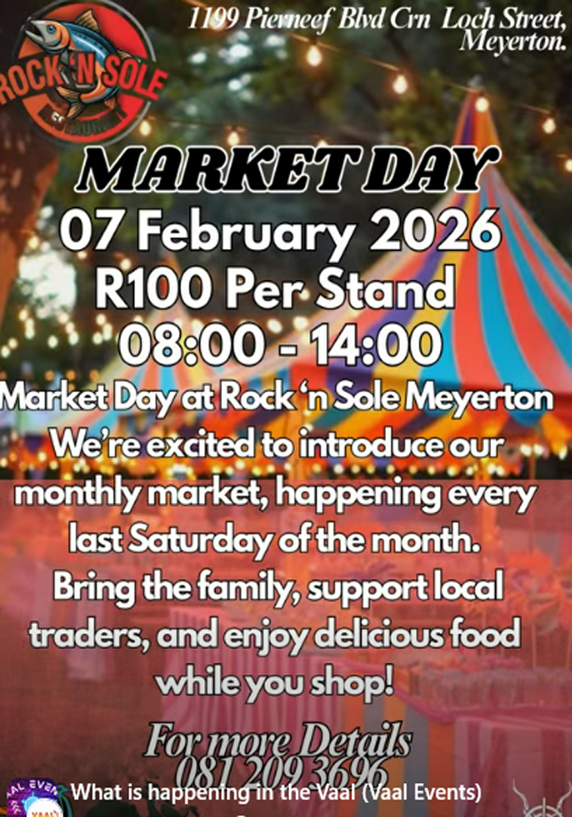 vaal meander market day at rock 'n sole in meyerton