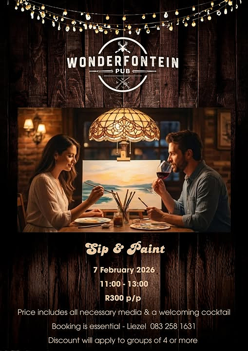 vaal meander sip and paint at wonderfontein pub in sasolburg