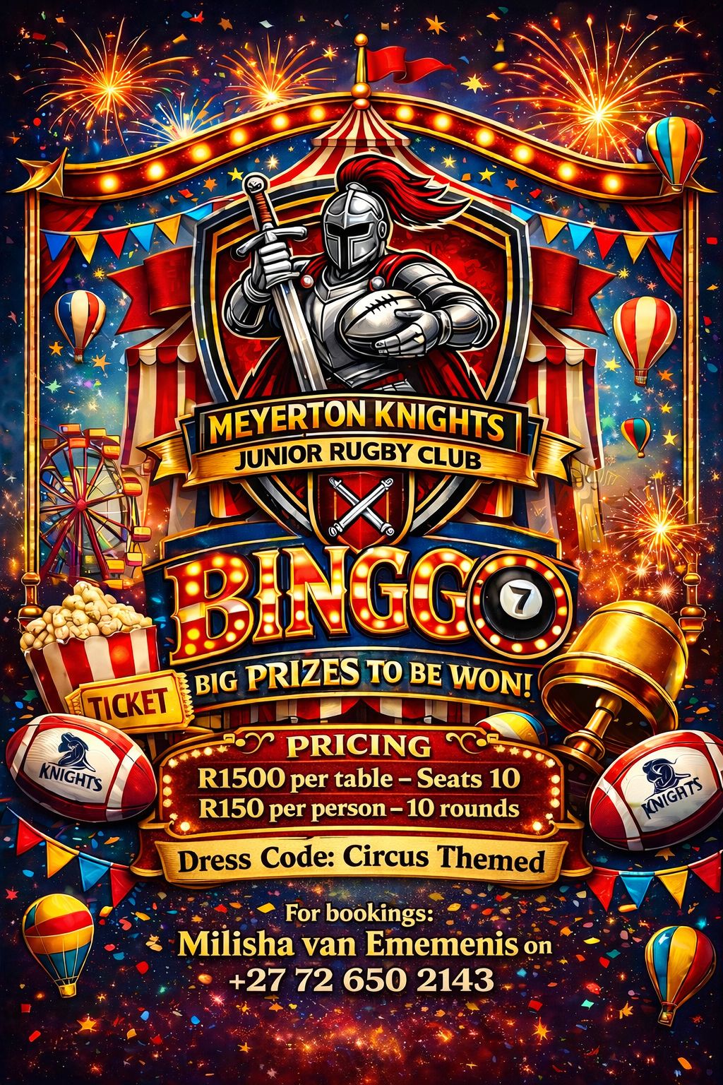Meyerton Knights Bingo (Circus themed) In the Vaal meander