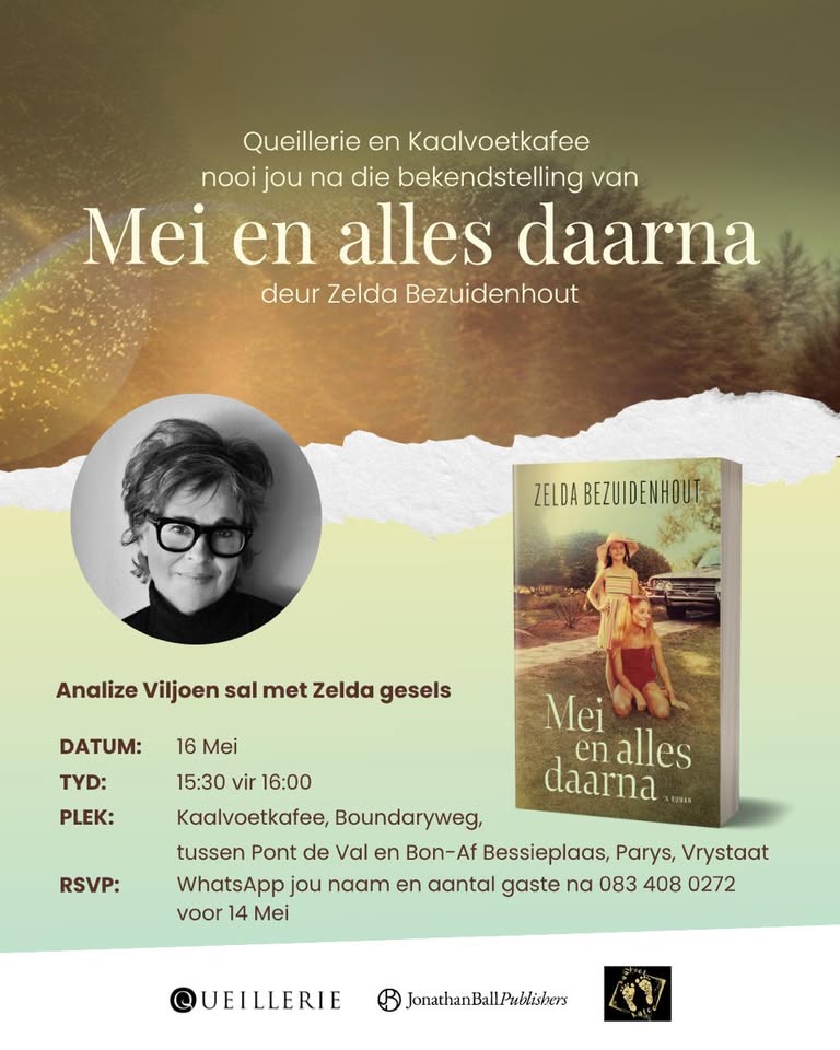 vaal meander zelda bezuidenhout boek bekendstelling mei en alles daarna by kaalvoet kafee in parys vaal triangle