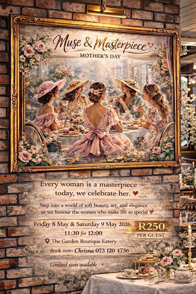vaal meander high tea mother's day parys the garden boutique eatery