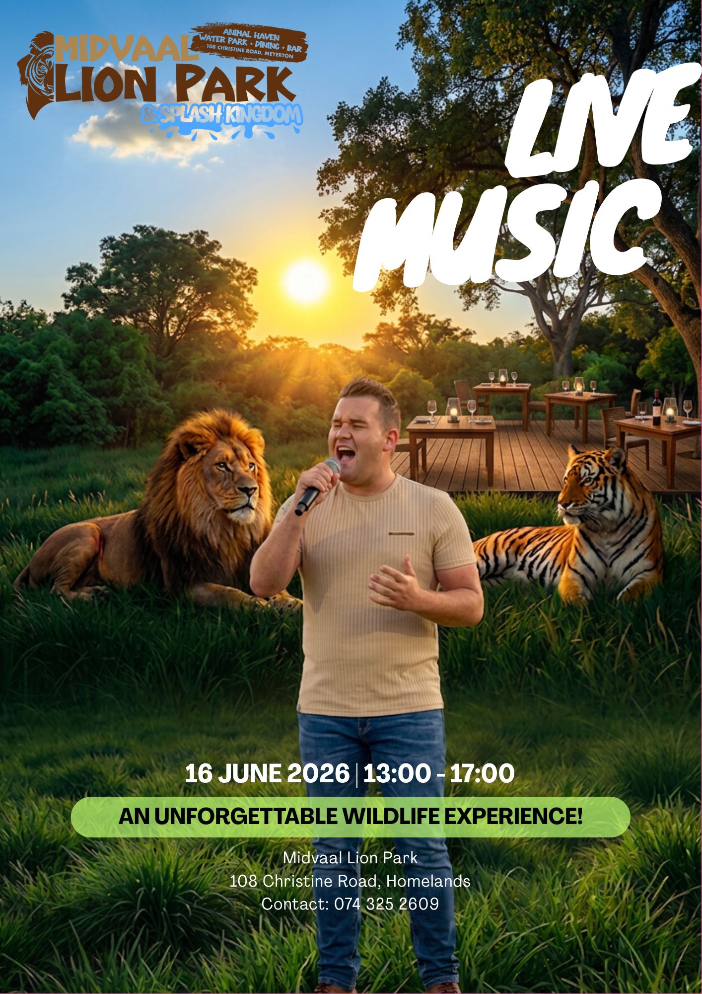 Midvaal lion park youth day live show day and Vaal Meander