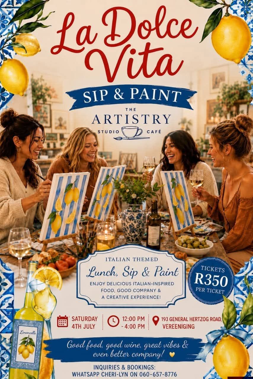 vaal meander sip and paint italian themed the artistry three rivers vereeniging