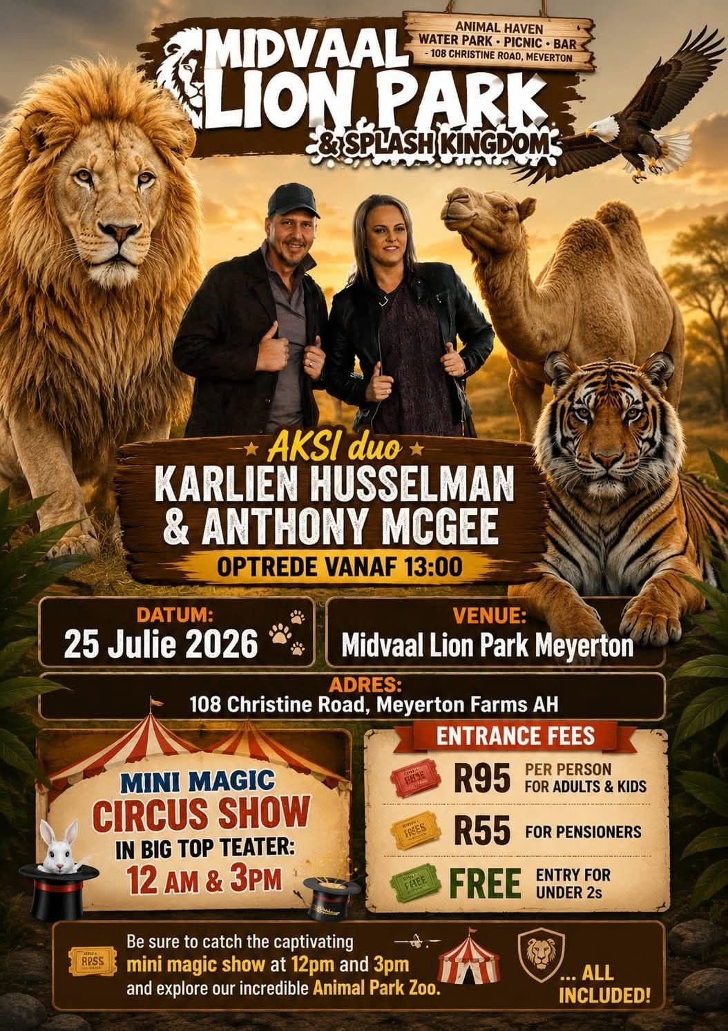 vaal meander live entertainment at midvaal lion park meyerton